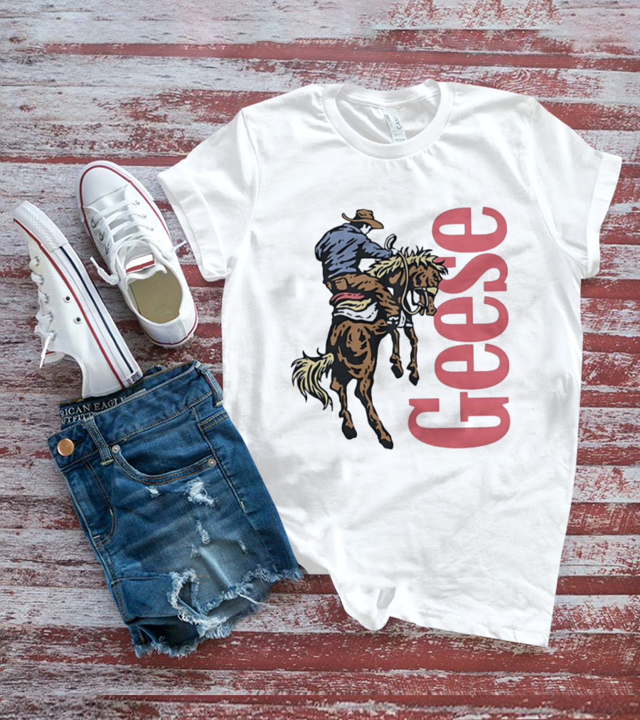 Geese Cowboy Riding Cartoon Adventure T-Shirt