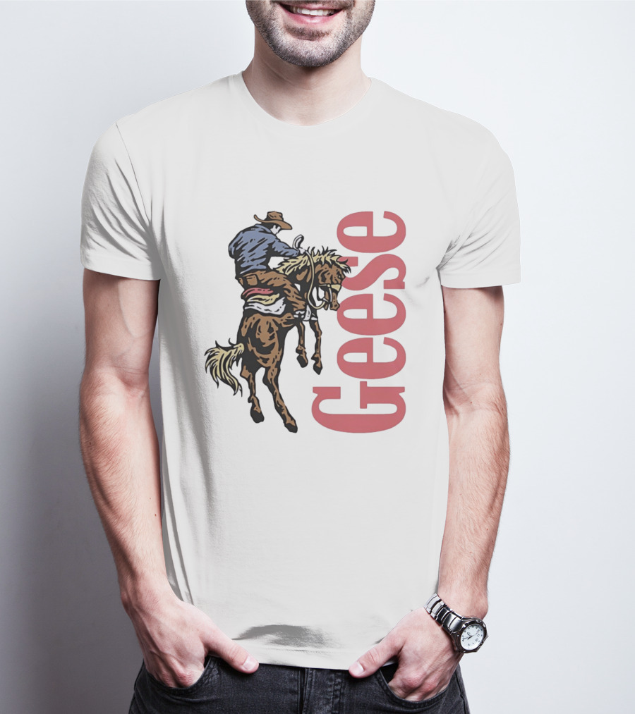 Geese Cowboy Riding Cartoon Adventure T-Shirt