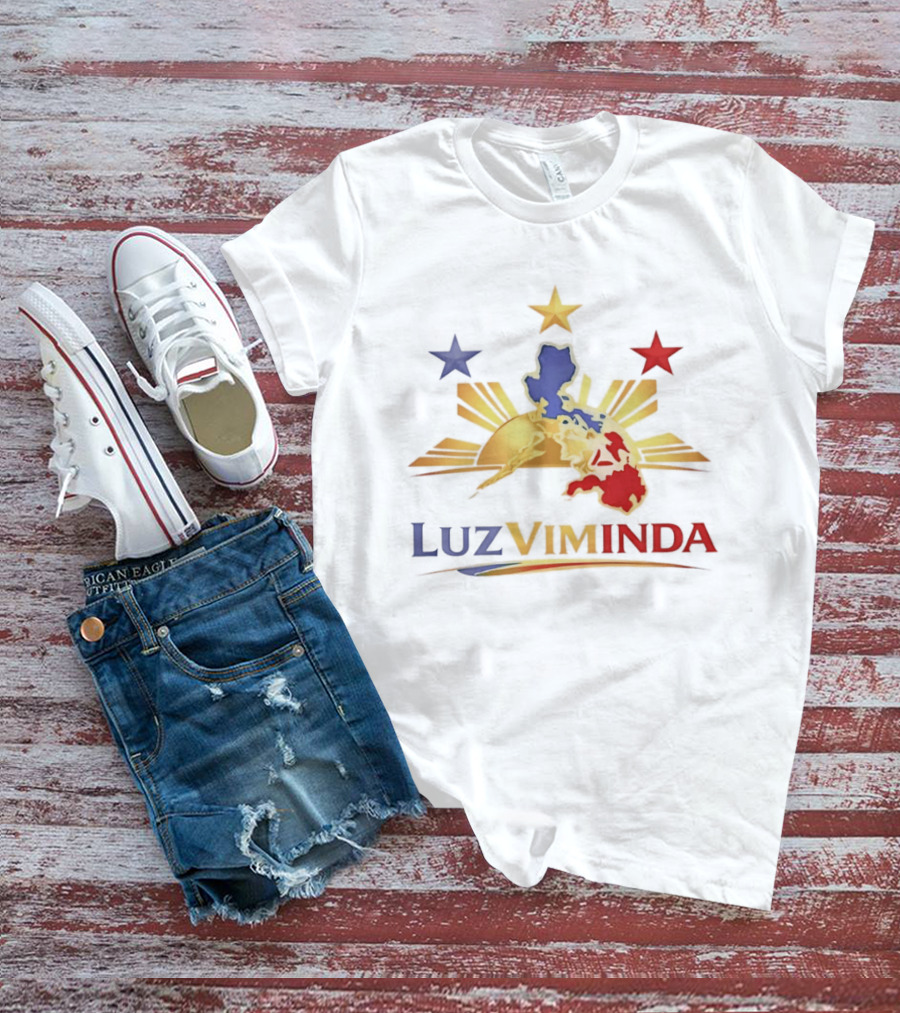 Luzviminda Philippines Map Filipino Pride Luzon Visayas Mindanao Sun Stars T-Shirt
