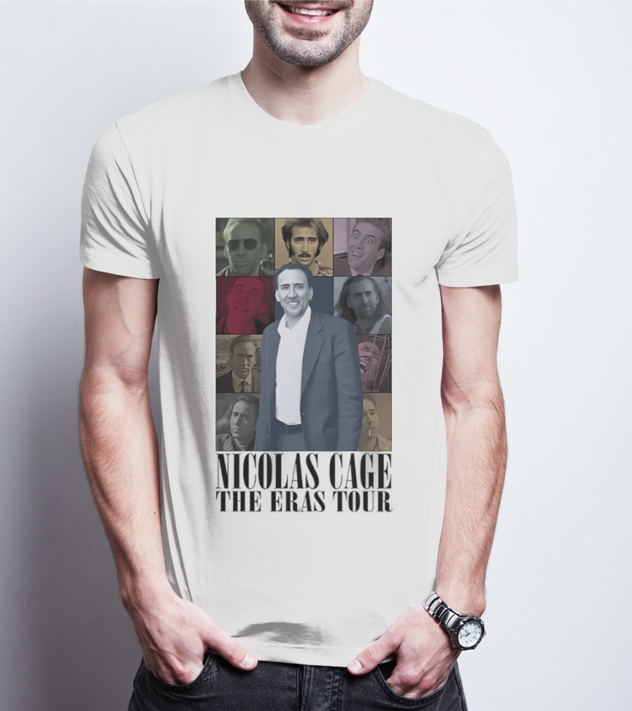 Nicolas Cage The Eras Tour Multicolor Collage T-Shirt