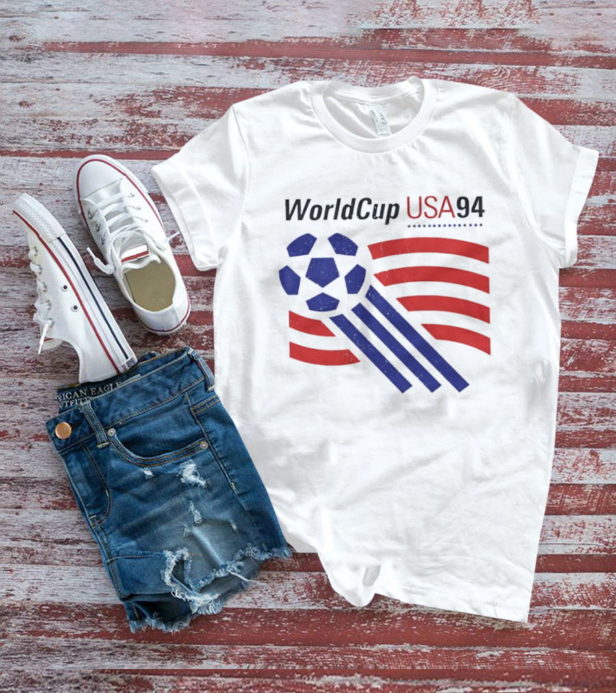 World Cup USA 94 Iconic Soccer Ball And Stripes T-Shirt