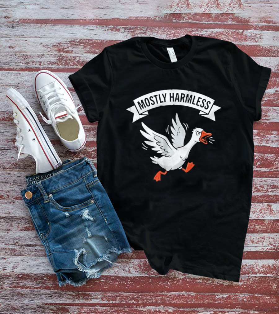 Goose Running And Screaming Mostly Harmless Funny Meme T-Shirt