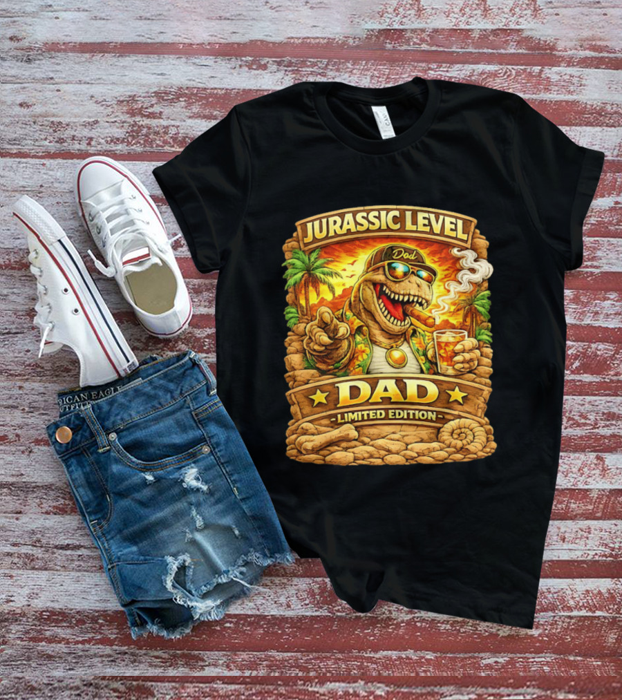 Jurassic Level Dad Dinosaurs Sunglasses Cigar Limited Edition T-Shirt