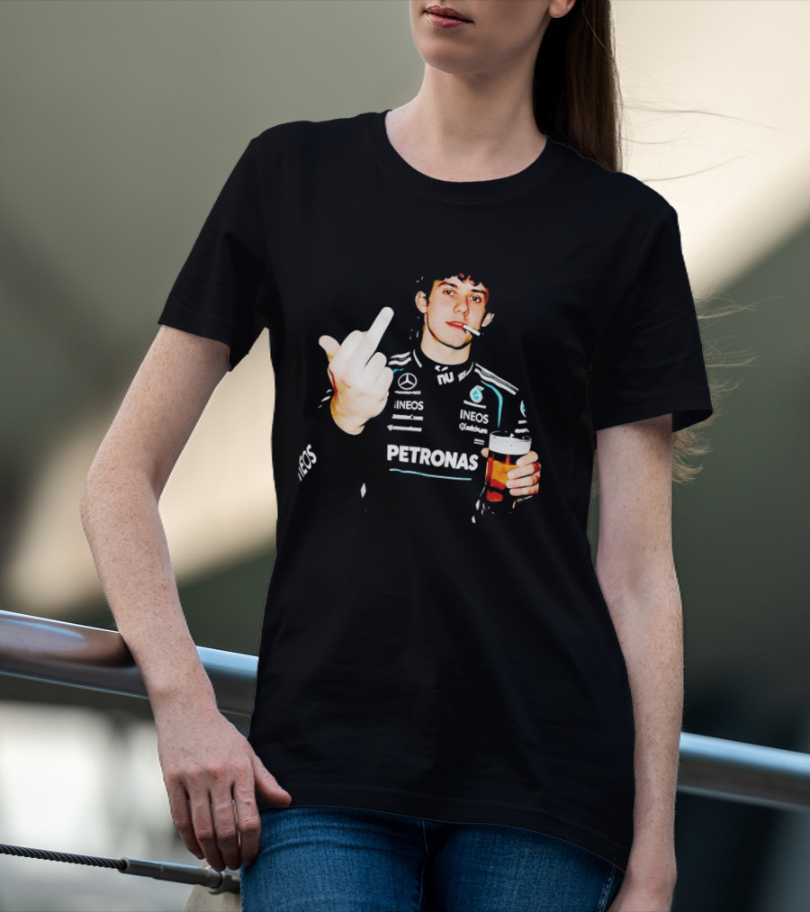 Kimi Antonelli F1 Petronas Mercedes Smoking Beer Middle Finger T-Shirt