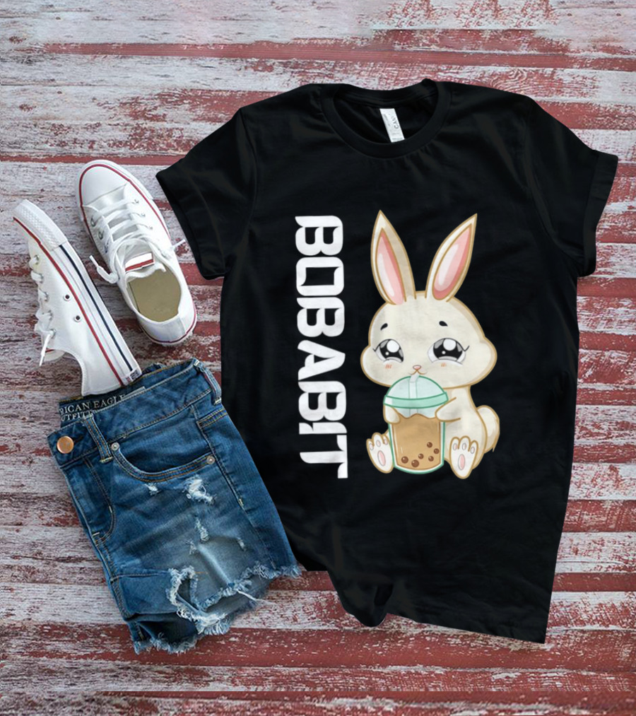 Bobabbit Cute Bunny Drinking Boba Tea T-Shirt