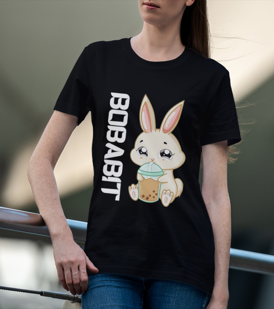 Bobabbit Cute Bunny Drinking Boba Tea T-Shirt