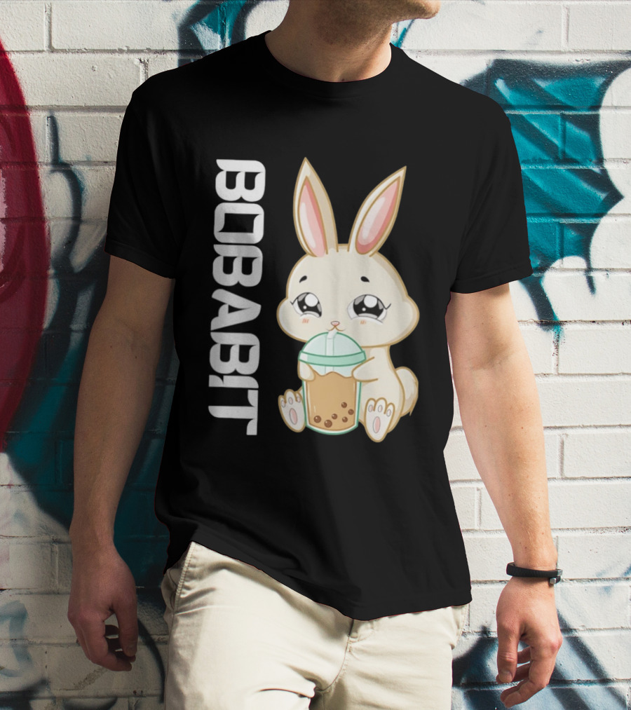 Bobabbit Cute Bunny Drinking Boba Tea T-Shirt