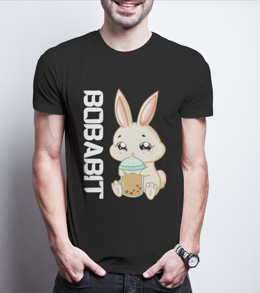 Bobabbit Cute Bunny Drinking Boba Tea T-Shirt