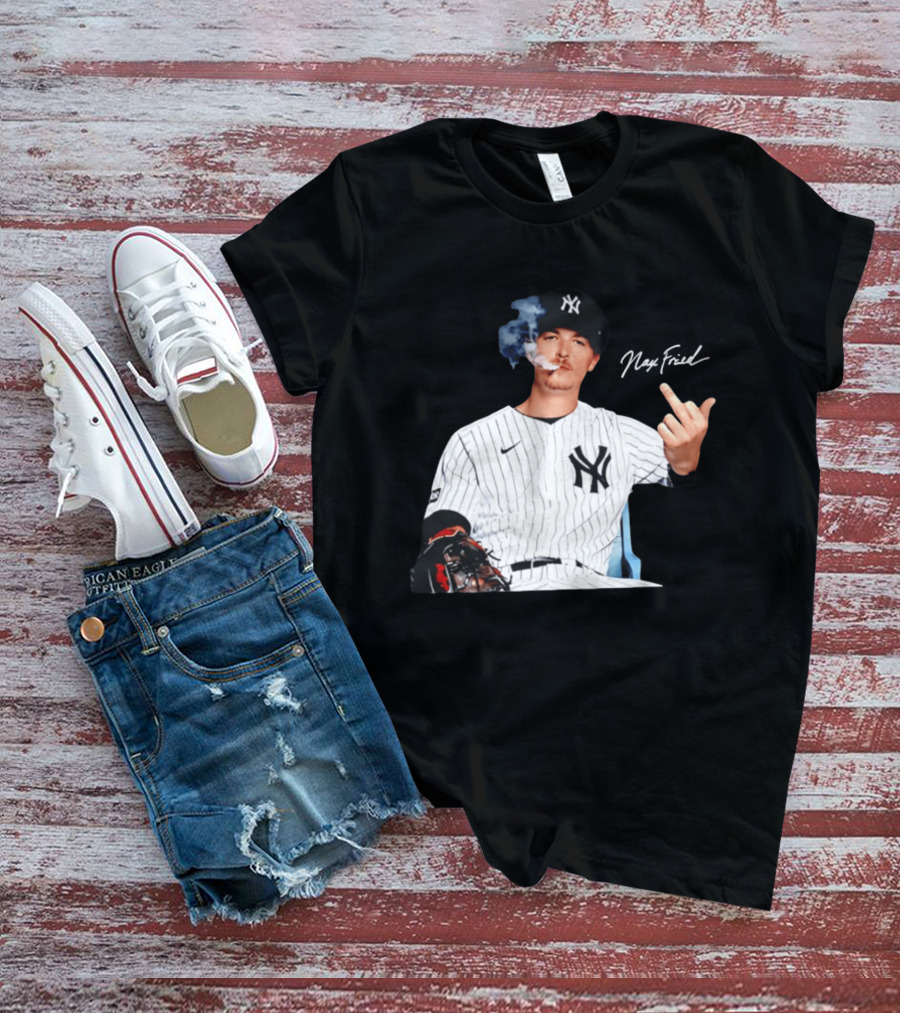 Max Fried New York Yankees Middle Finger Gesture Smoking 2026 T-Shirt