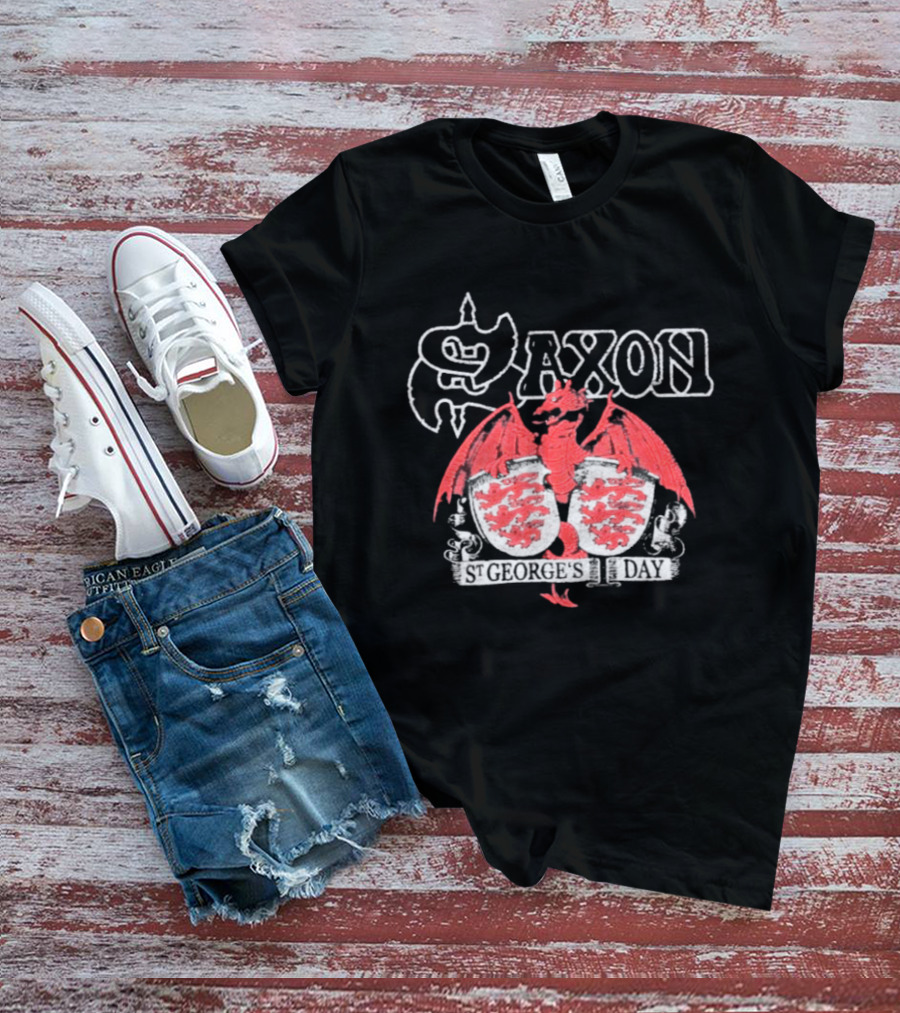Saxon St George's Day Red Dragon Three Lions Crest T-Shirt