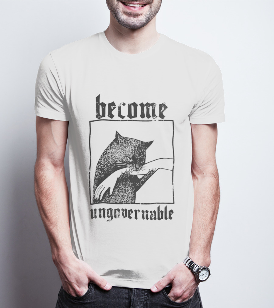 Become Ungovernable Black Cat Bit Hand T-Shirt