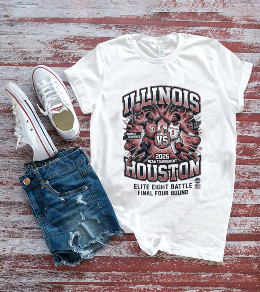Illinois Houston NCAA Tournament 2026 Elite Eight Battle Final Four Round T-Shirt