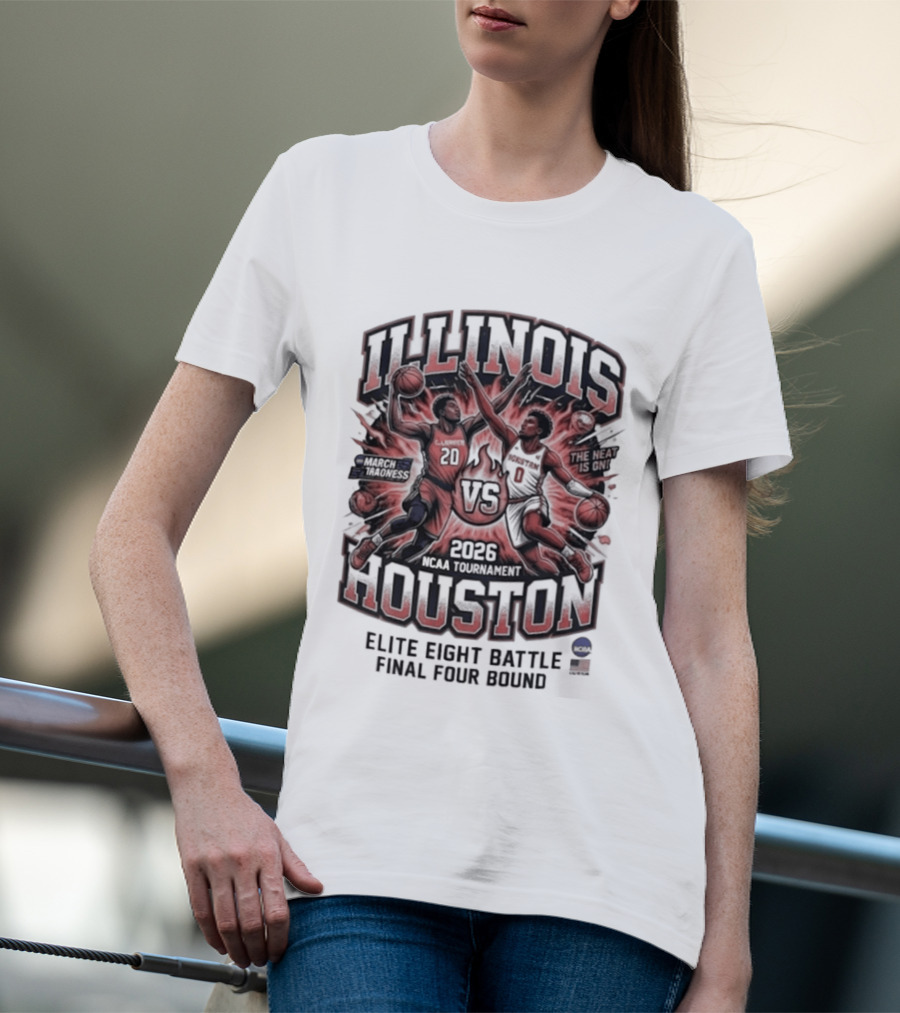 Illinois Houston NCAA Tournament 2026 Elite Eight Battle Final Four Round T-Shirt
