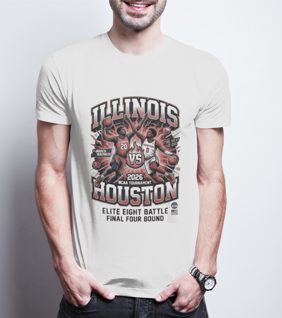 Illinois Houston NCAA Tournament 2026 Elite Eight Battle Final Four Round T-Shirt