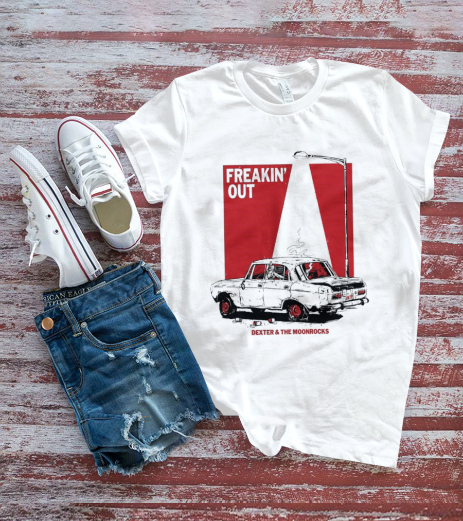 Dexter And The Moonrocks Freakin' Out Tour Car Under Red Light With Smoke T-Shirt