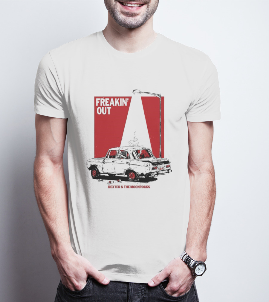 Dexter And The Moonrocks Freakin' Out Tour Car Under Red Light With Smoke T-Shirt