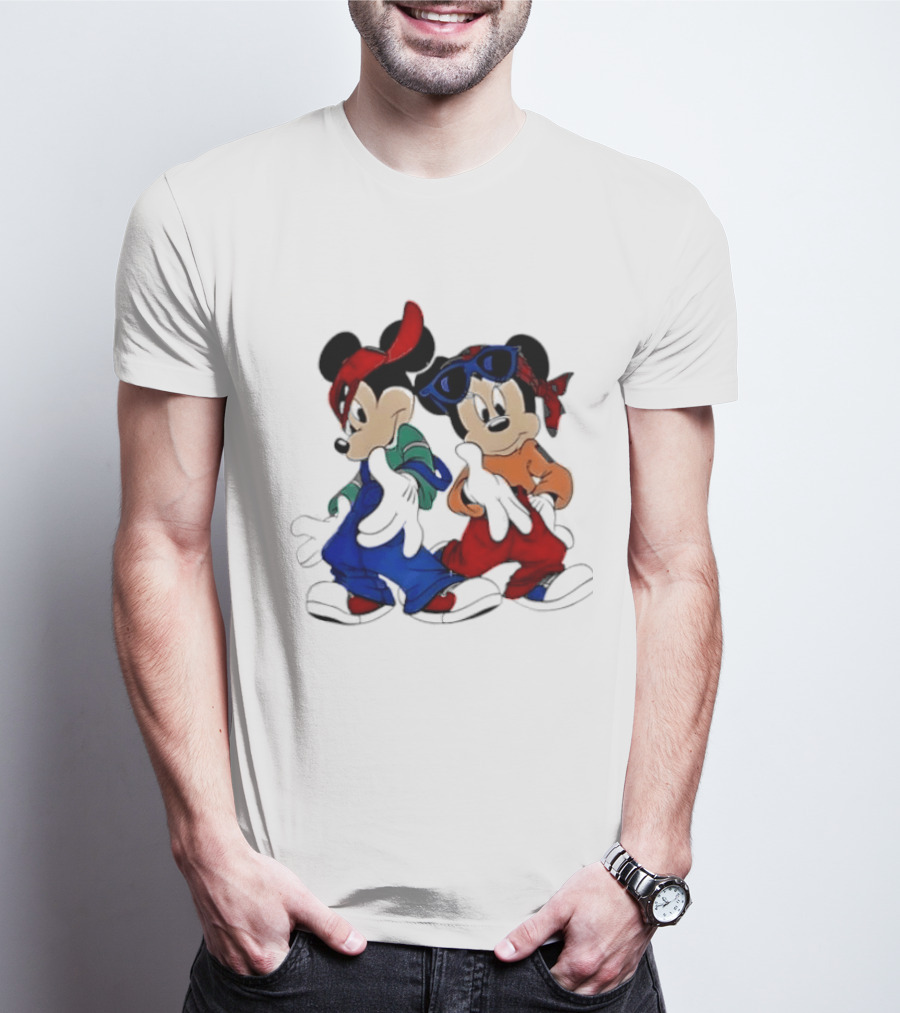 Mickey Minnie Mouse Hip Hop Style Outfits Vintage Look T-Shirt