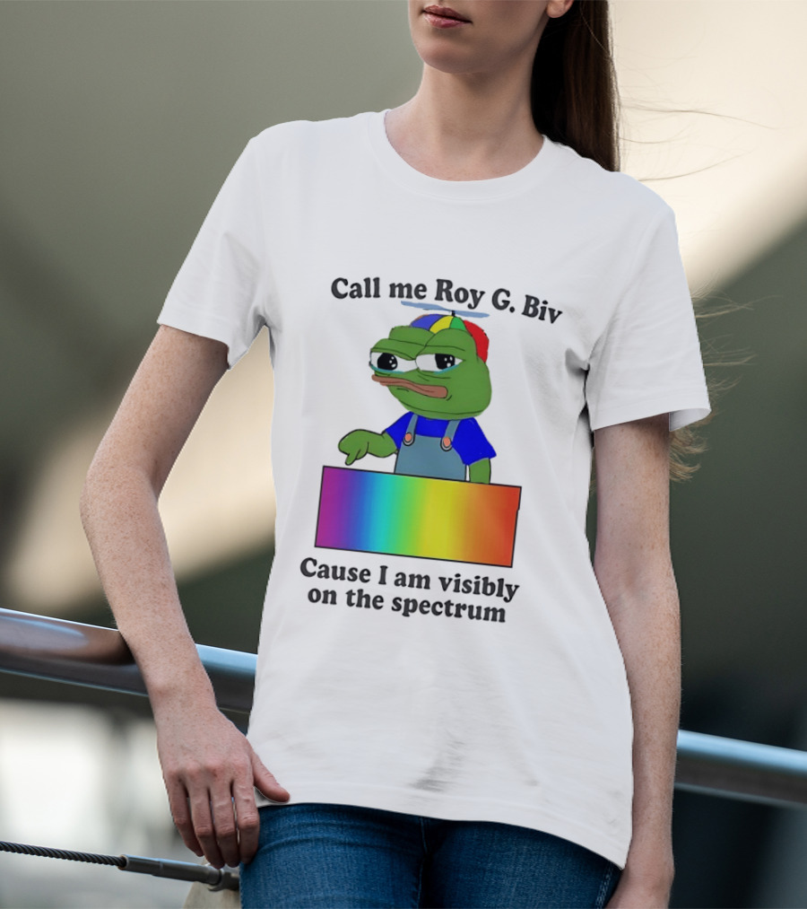 Pepe The Frog Call Me Roy G. Biv Cause I Am Visibly On The Spectrum Rainbow Visual T-Shirt