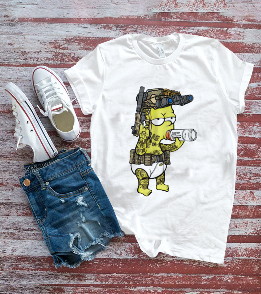 Bart Simpson Tactical Gear Night Vision Tattoo Parody Yung Bart T-Shirt