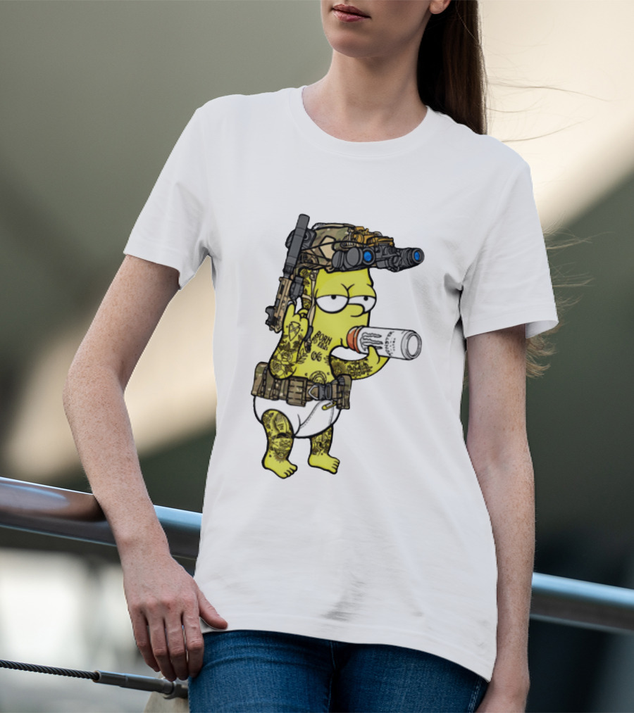 Bart Simpson Tactical Gear Night Vision Tattoo Parody Yung Bart T-Shirt