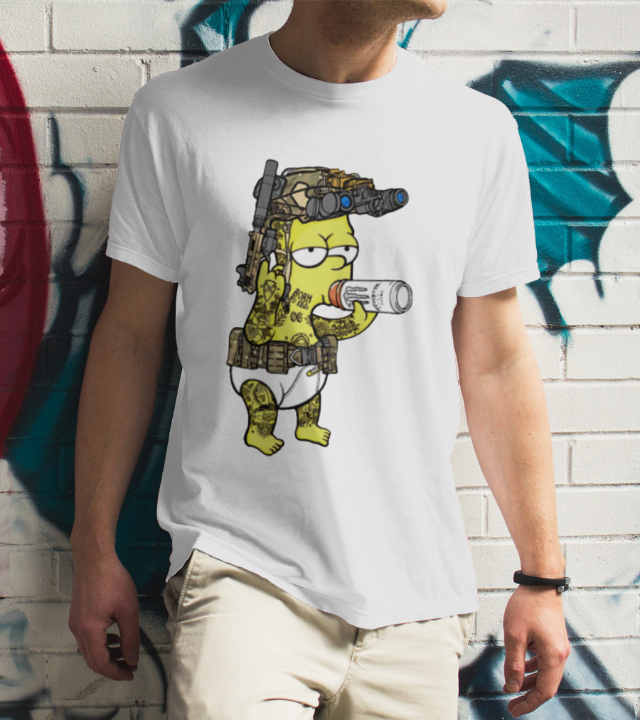 Bart Simpson Tactical Gear Night Vision Tattoo Parody Yung Bart T-Shirt