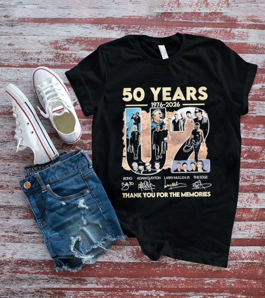 50 Years 1976 2026 U2 Bono Adam Clayton Larry Mullen The Edge Thank You For The Memories T-Shirt