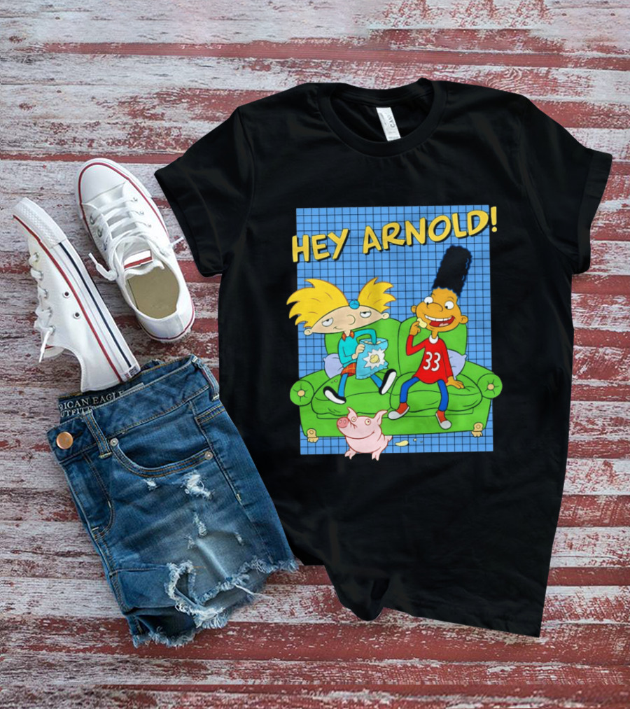Hey Arnold Gerald And Abner Football Cartoon Couch Sitting T-Shirt