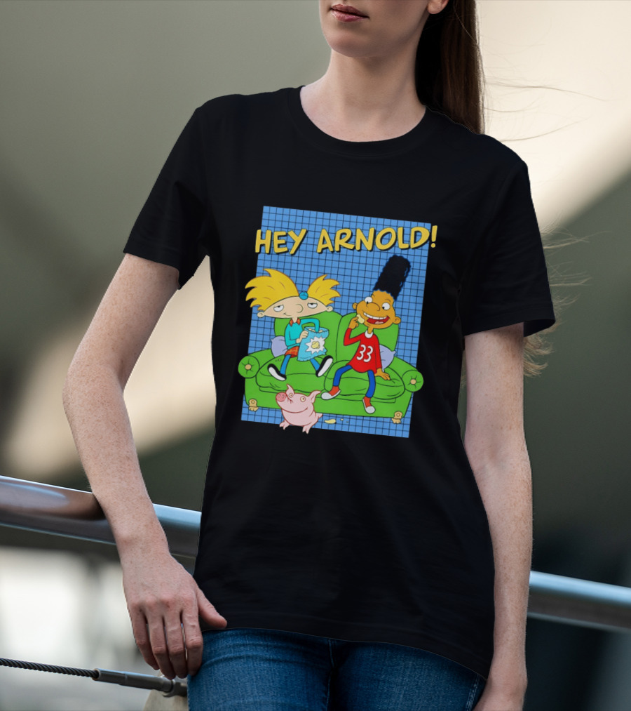 Hey Arnold Gerald And Abner Football Cartoon Couch Sitting T-Shirt