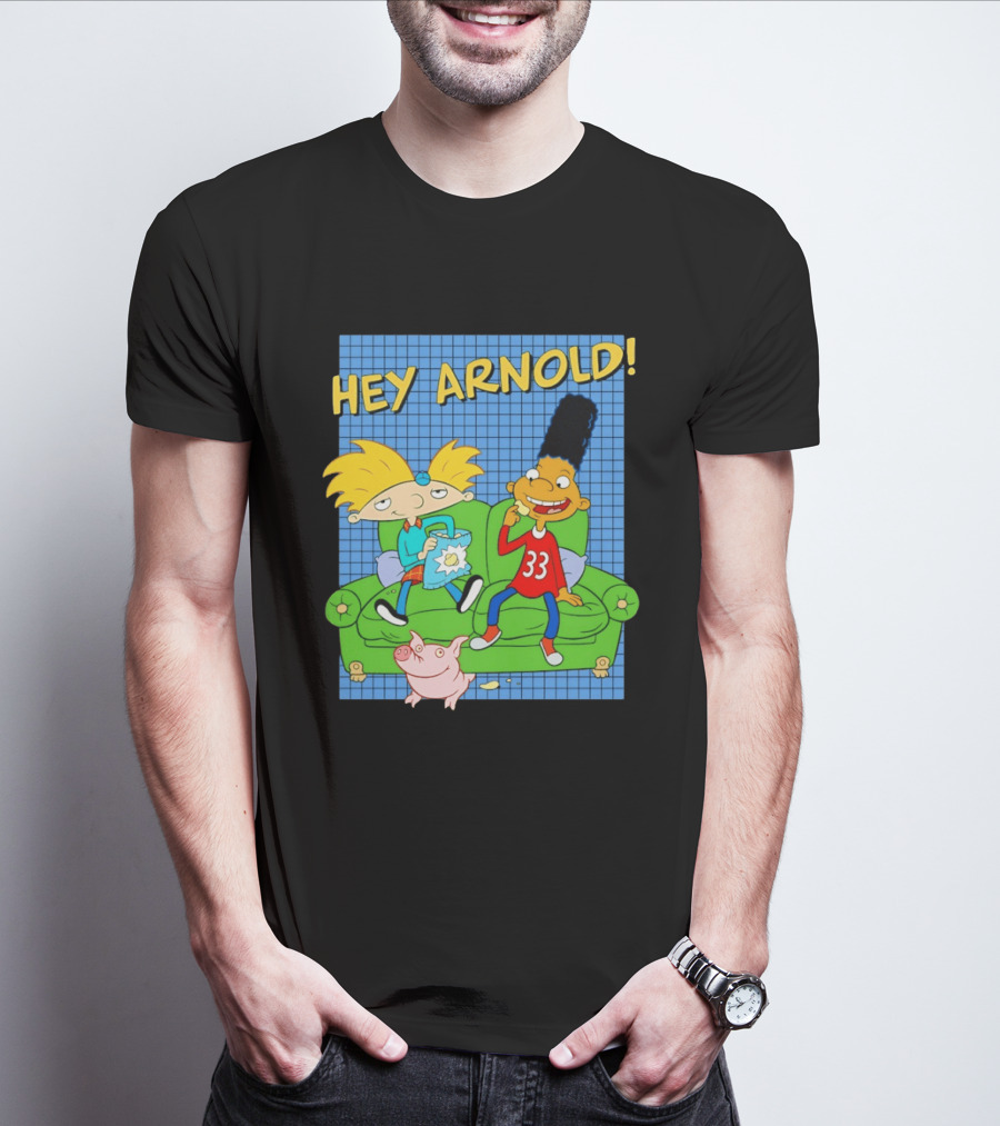 Hey Arnold Gerald And Abner Football Cartoon Couch Sitting T-Shirt