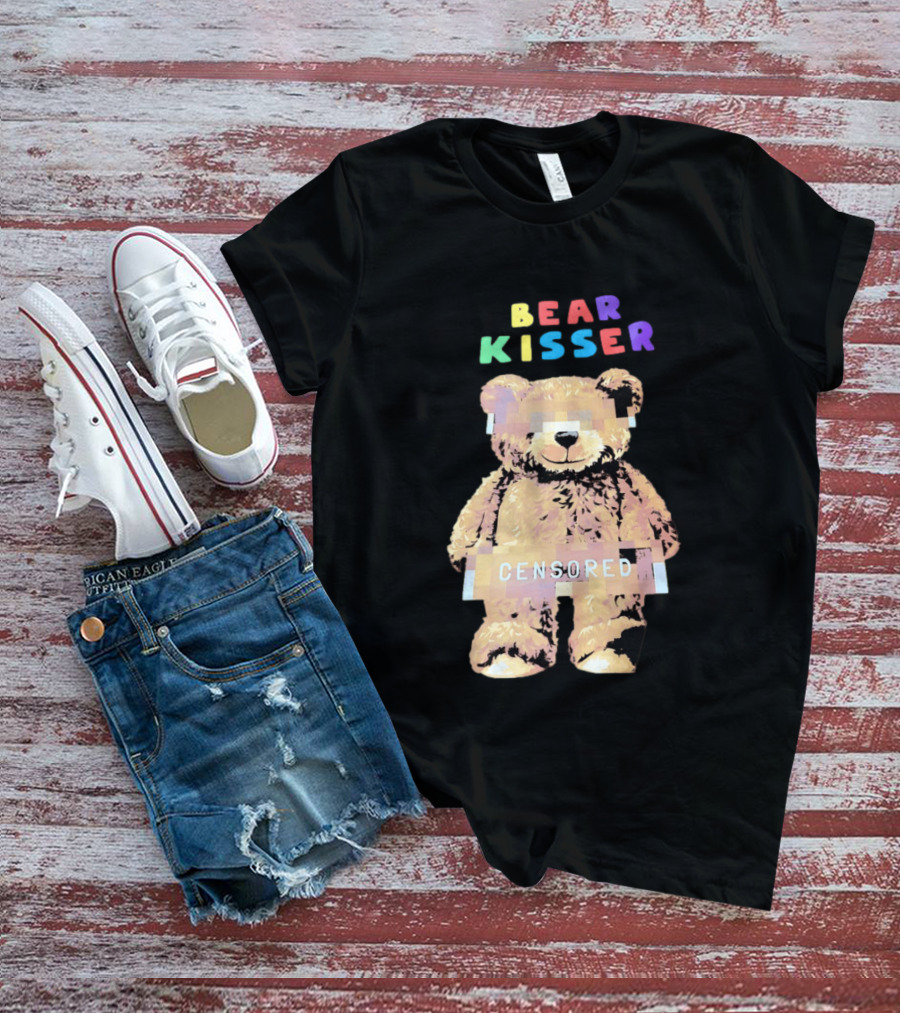 Bear Kisser Censored Pixelated Teddy Bear T-Shirt