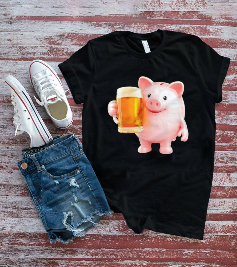 Piggy Bank With Beer Save Money Concept T-Shirt