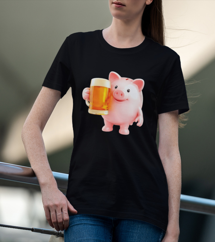 Piggy Bank With Beer Save Money Concept T-Shirt