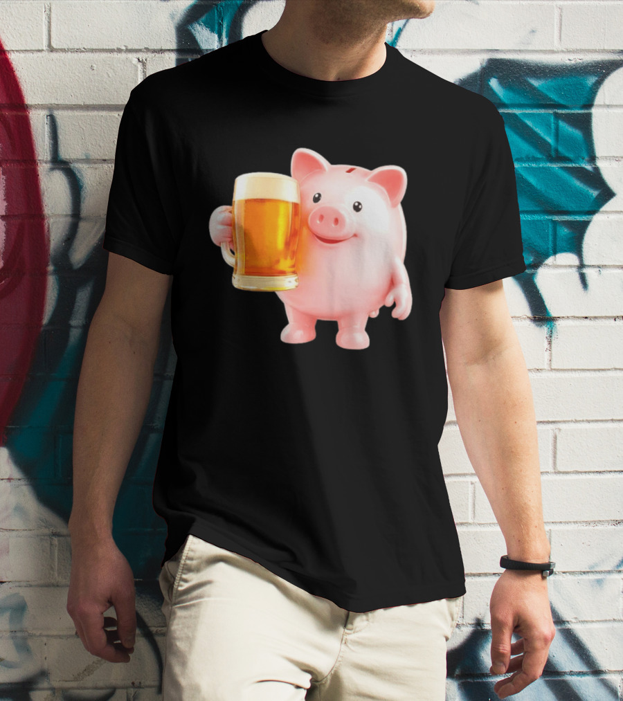 Piggy Bank With Beer Save Money Concept T-Shirt