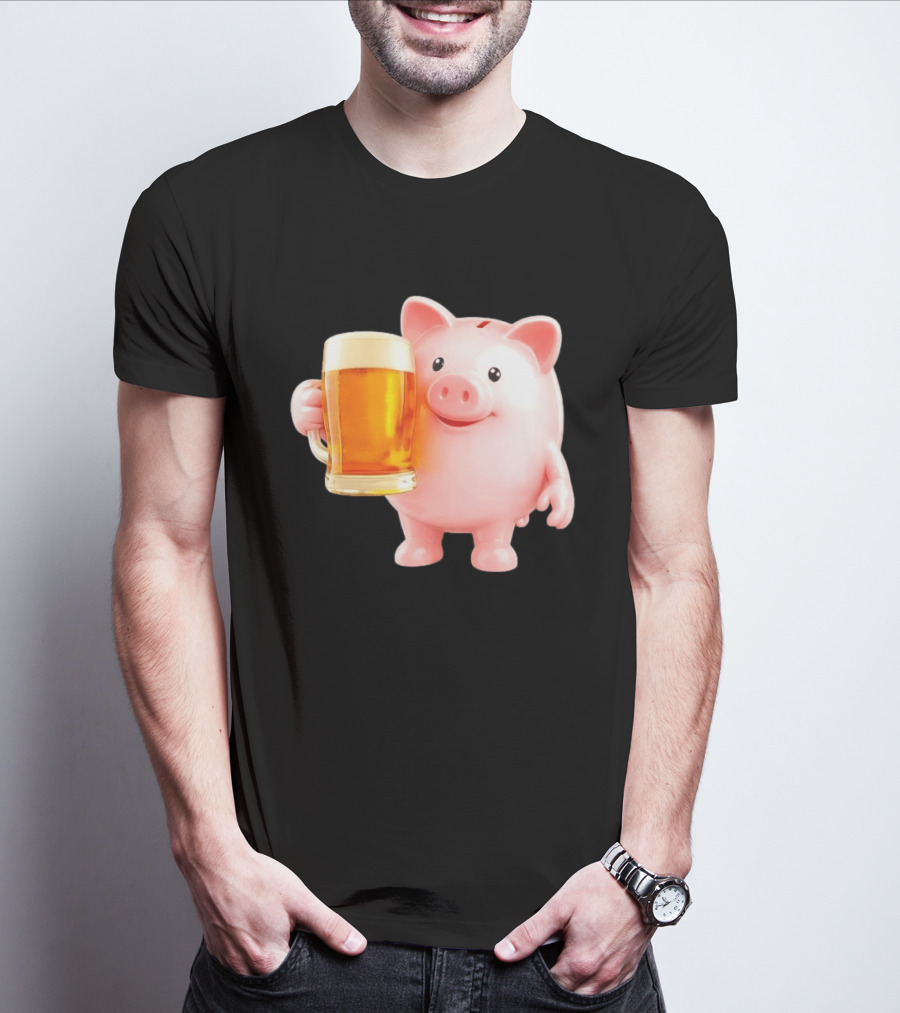 Piggy Bank With Beer Save Money Concept T-Shirt