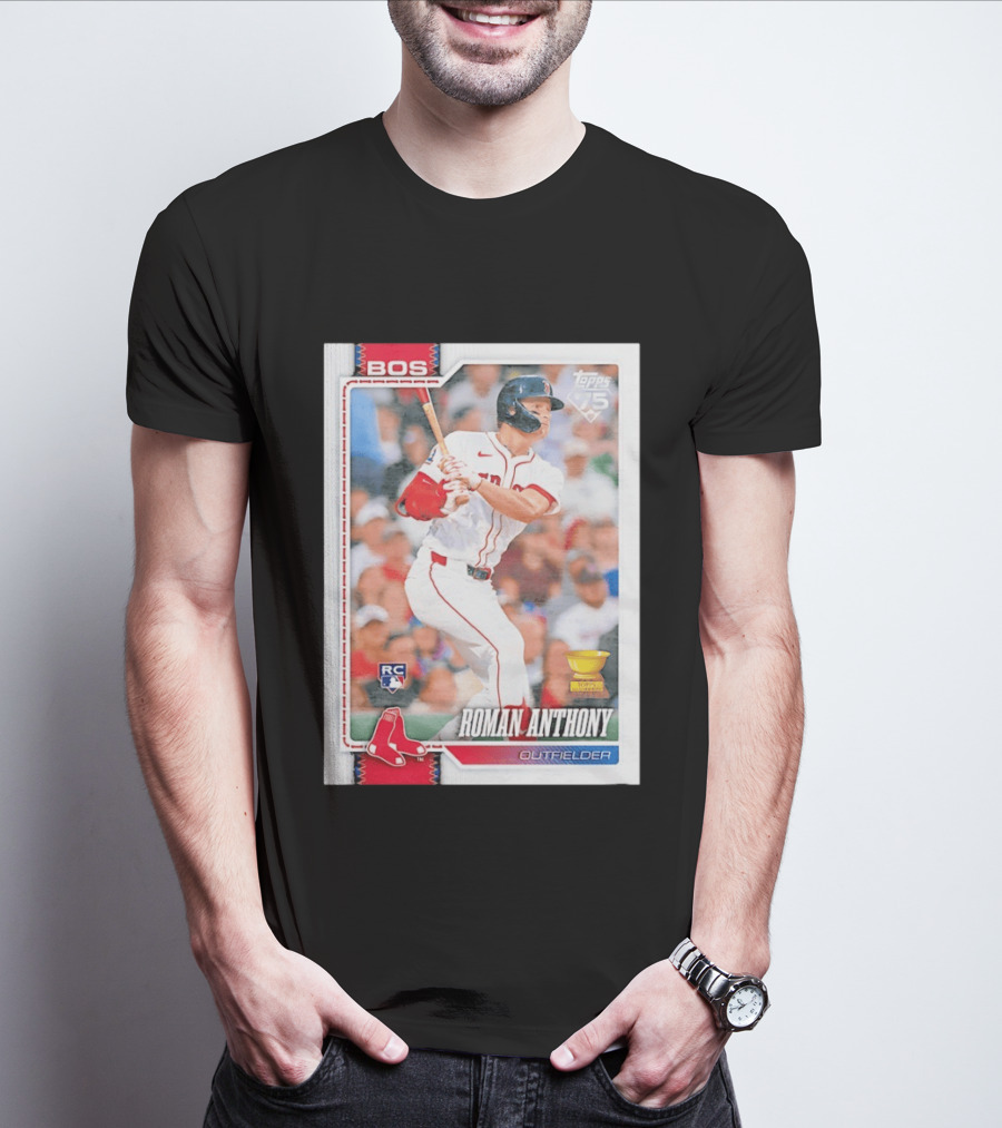 Roman Anthony Boston Red Sox Rookie Card Outfielder Topps 75th Anniversary T-Shirt