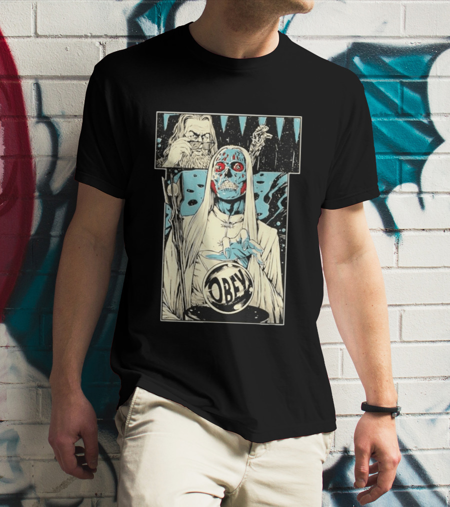 The Lord Of Obedience Obey Visionary Collide They Live X Lord Of The Ring T-Shirt