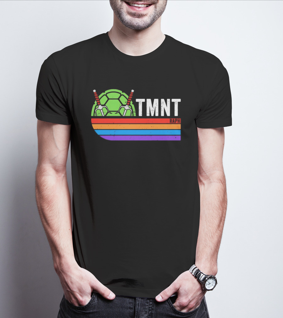 TMNT Raphael Raph Turtle Shell Sai Weapons Rainbow T-Shirt