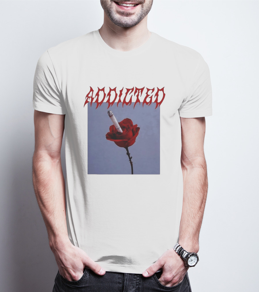 Addicted Smoking Roses Metal Aesthetic T-Shirt