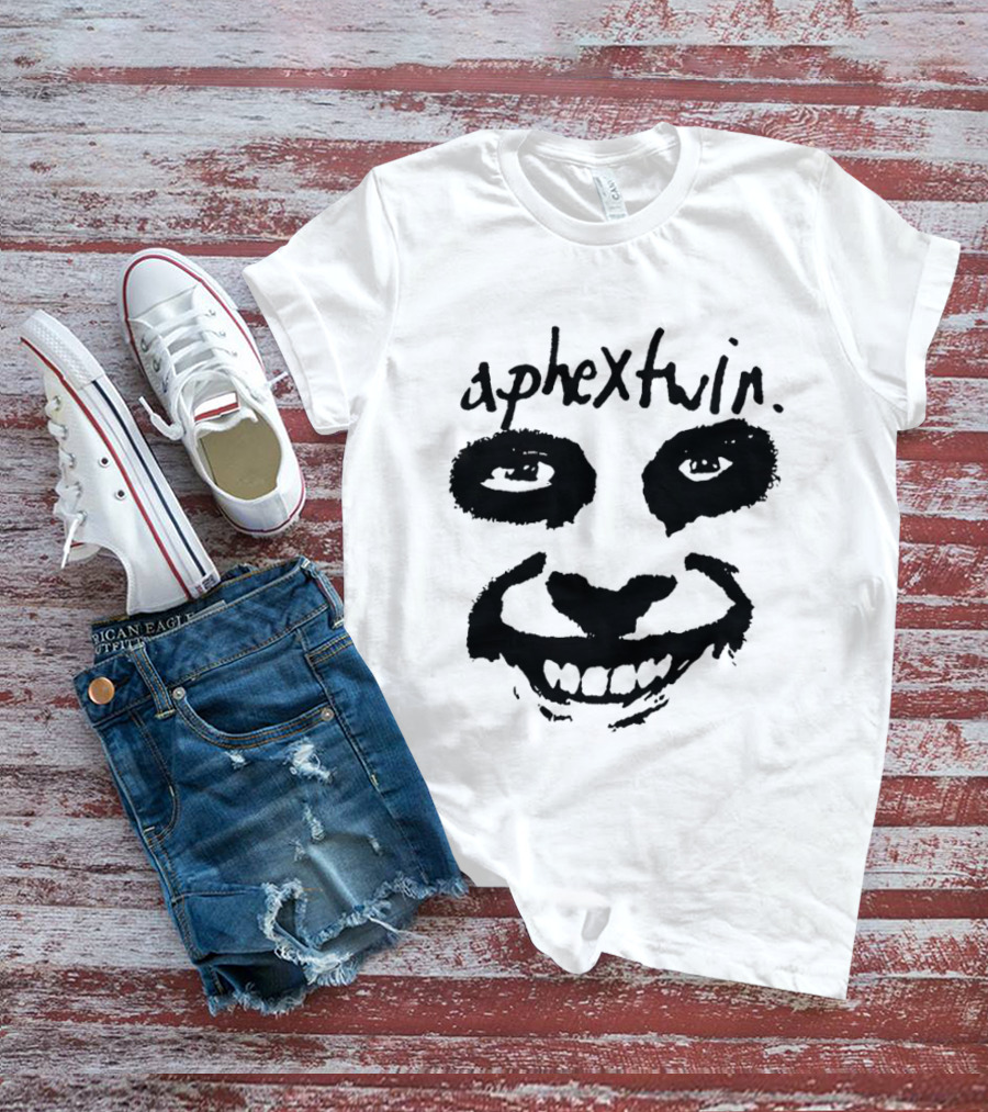 Aphex Twin Handwritten Logo With Distorted Face T-Shirt