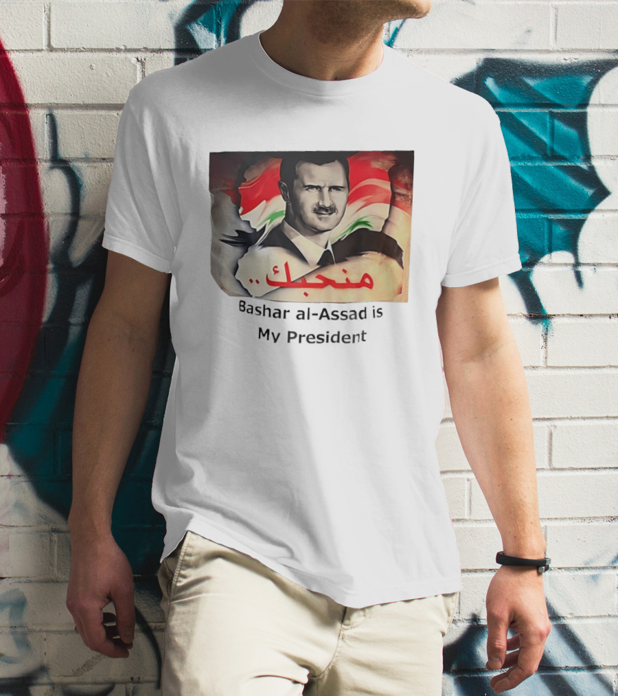 Bashar Al Assad Portrait With Syrian Flag T-Shirt