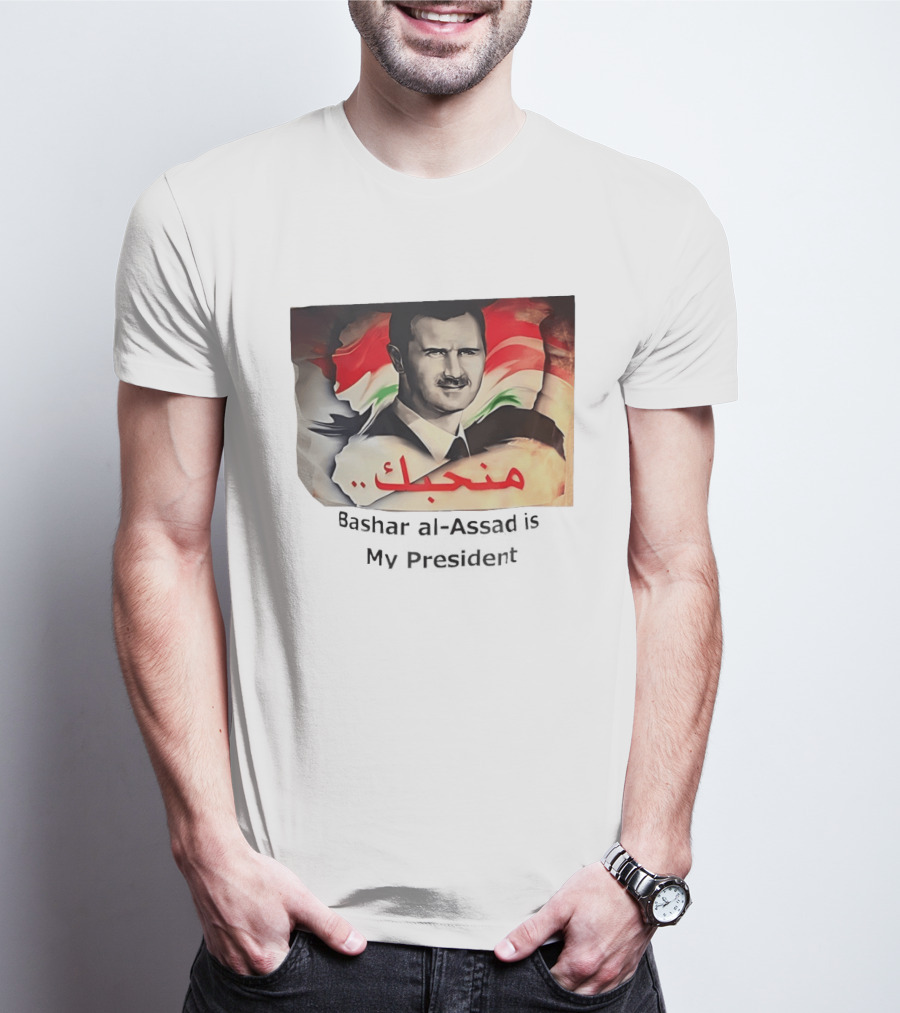 Bashar Al Assad Portrait With Syrian Flag T-Shirt
