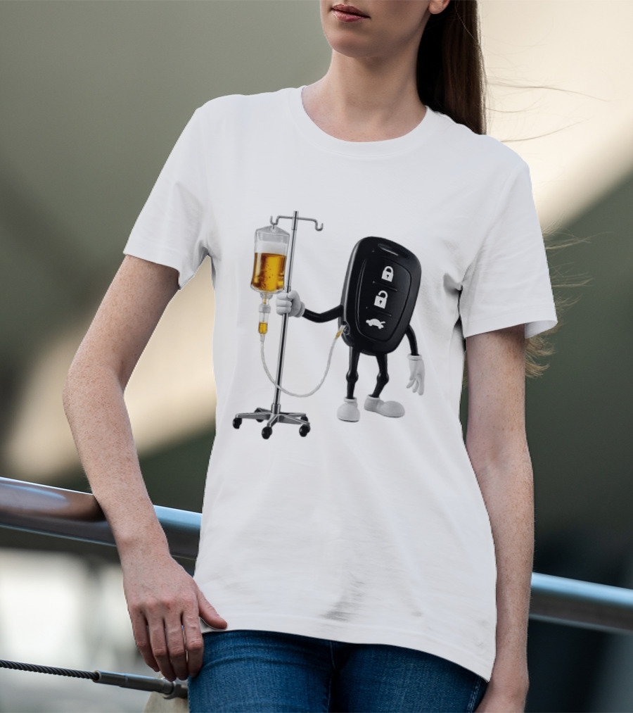 Car Keys With IV Beer Do Not Drink Alcohol When Driving Warning T-Shirt