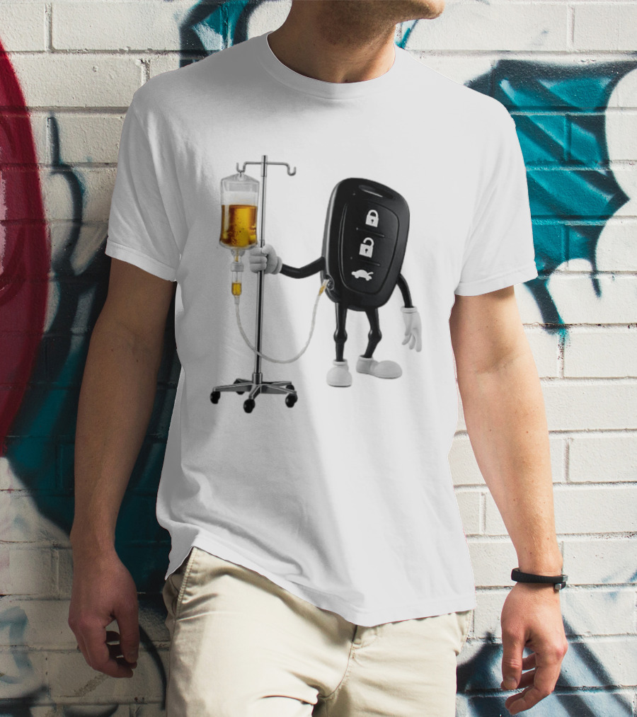 Car Keys With IV Beer Do Not Drink Alcohol When Driving Warning T-Shirt