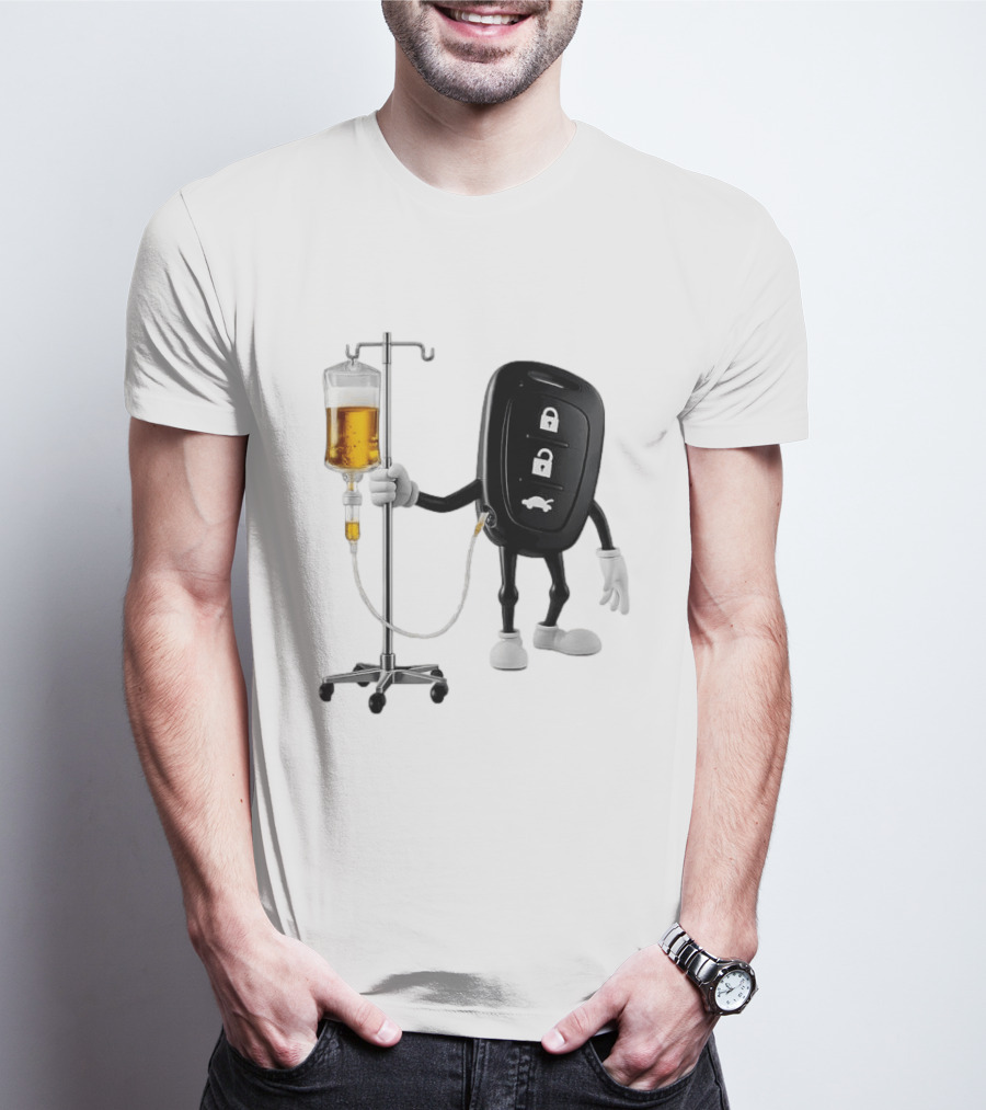 Car Keys With IV Beer Do Not Drink Alcohol When Driving Warning T-Shirt