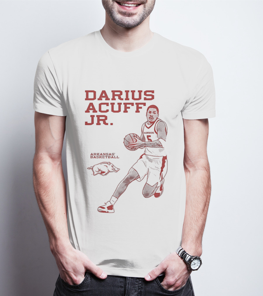 Darius Acuff Jr Arkansas Razorbacks Basketball Player Monochrome T-Shirt