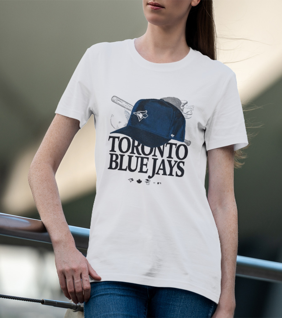 Toronto Blue Jays Baseball Cap And Bat Motif '47 T-Shirt
