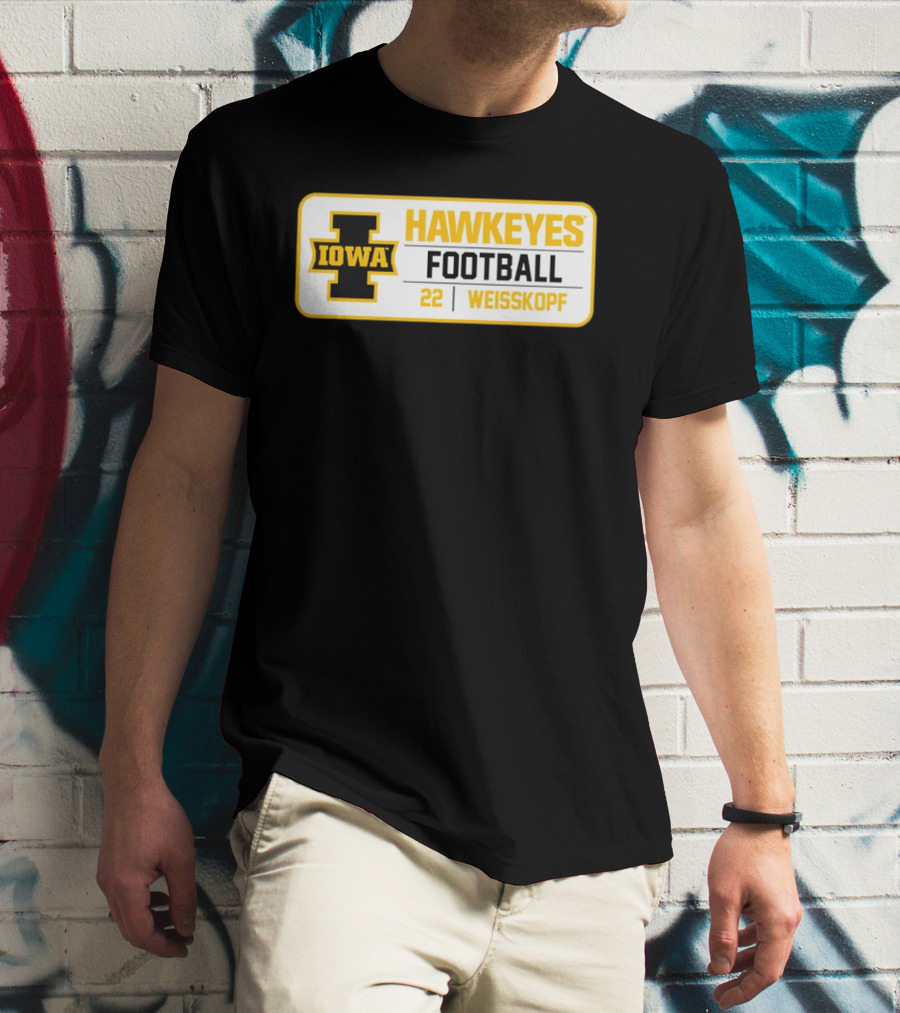 Iowa Hawkeyes Football 22 Weisskopf Black Gold T-Shirt