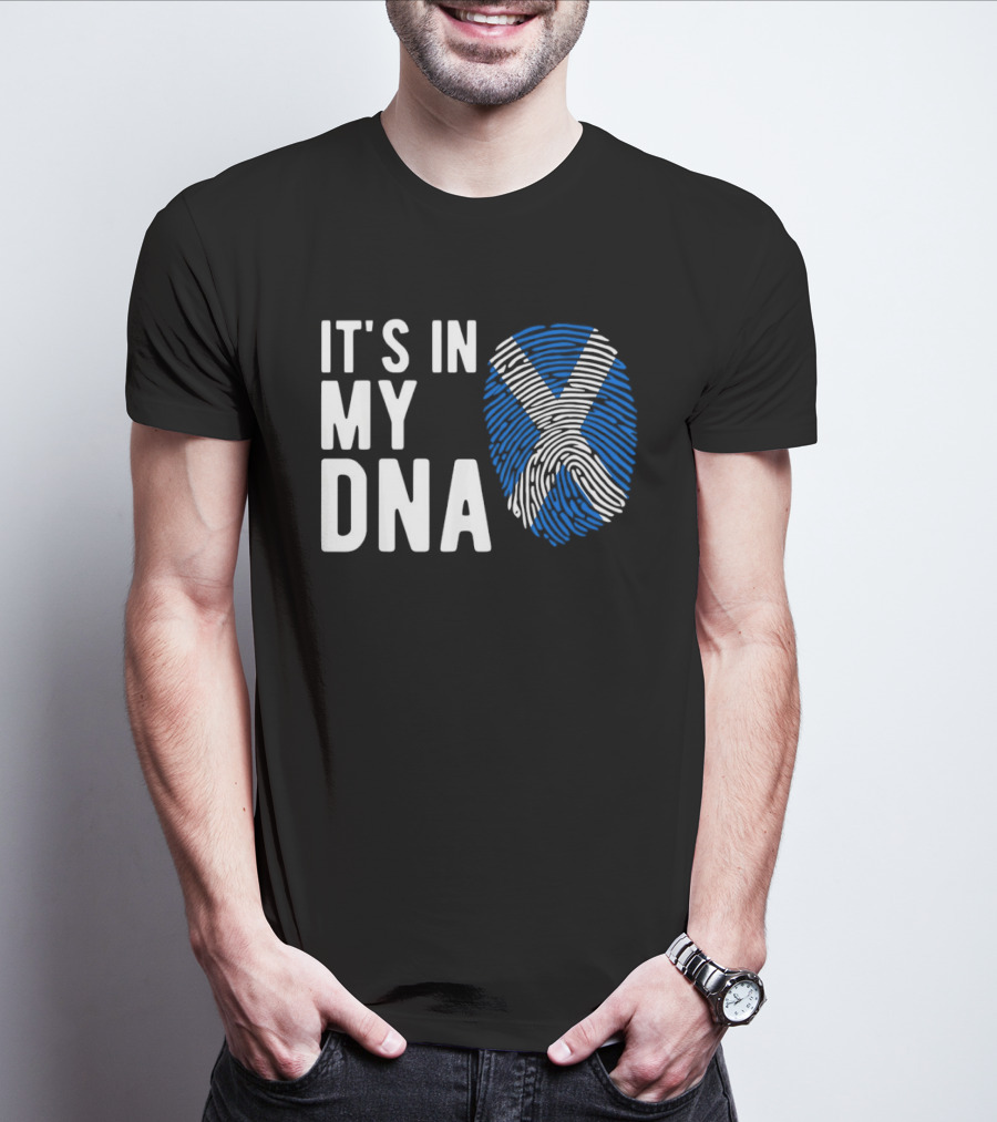 IT'S IN MY DNA Scotland Flag Fingerprint T-Shirt