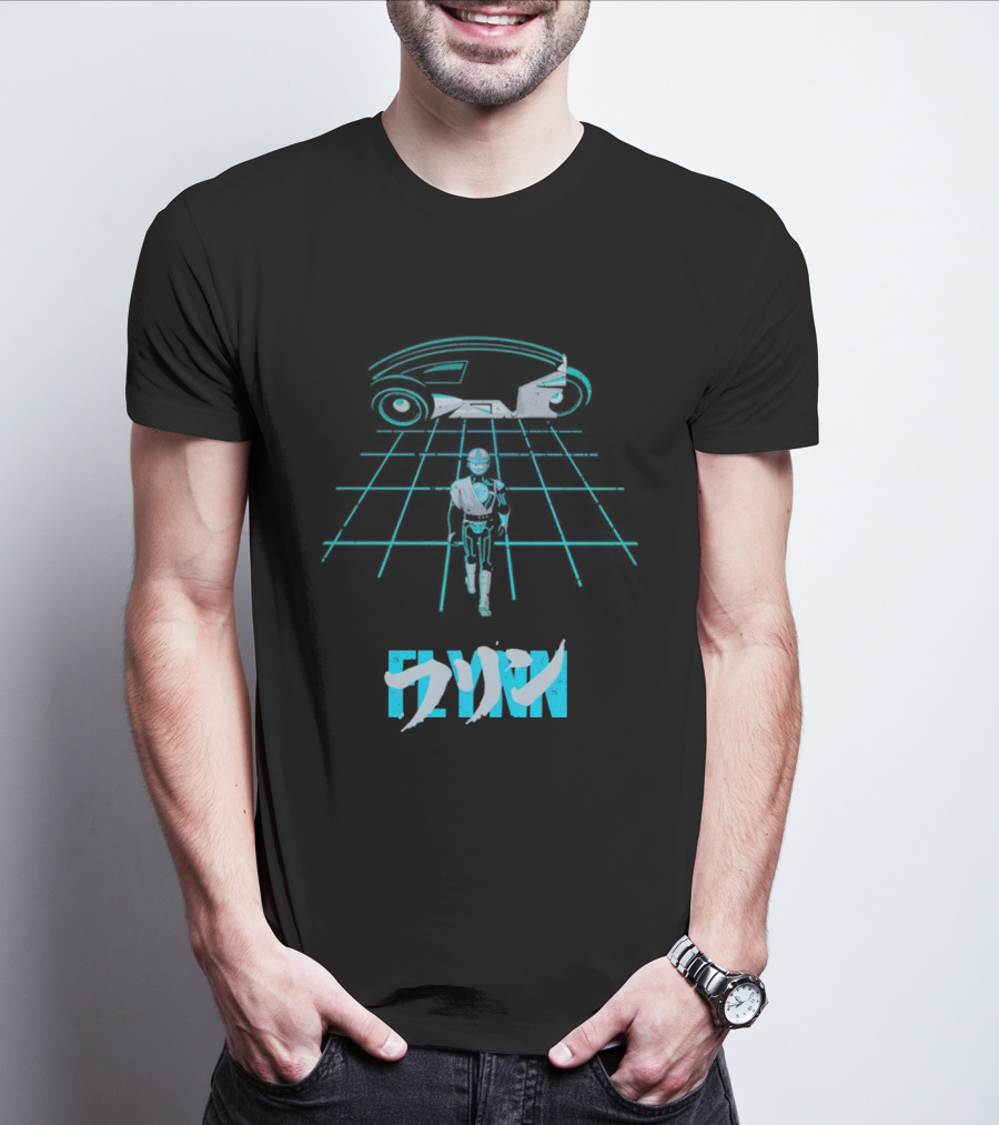 The Grid Rider Light Cycle Tron 1982 Movie Tron Kanji T-Shirt