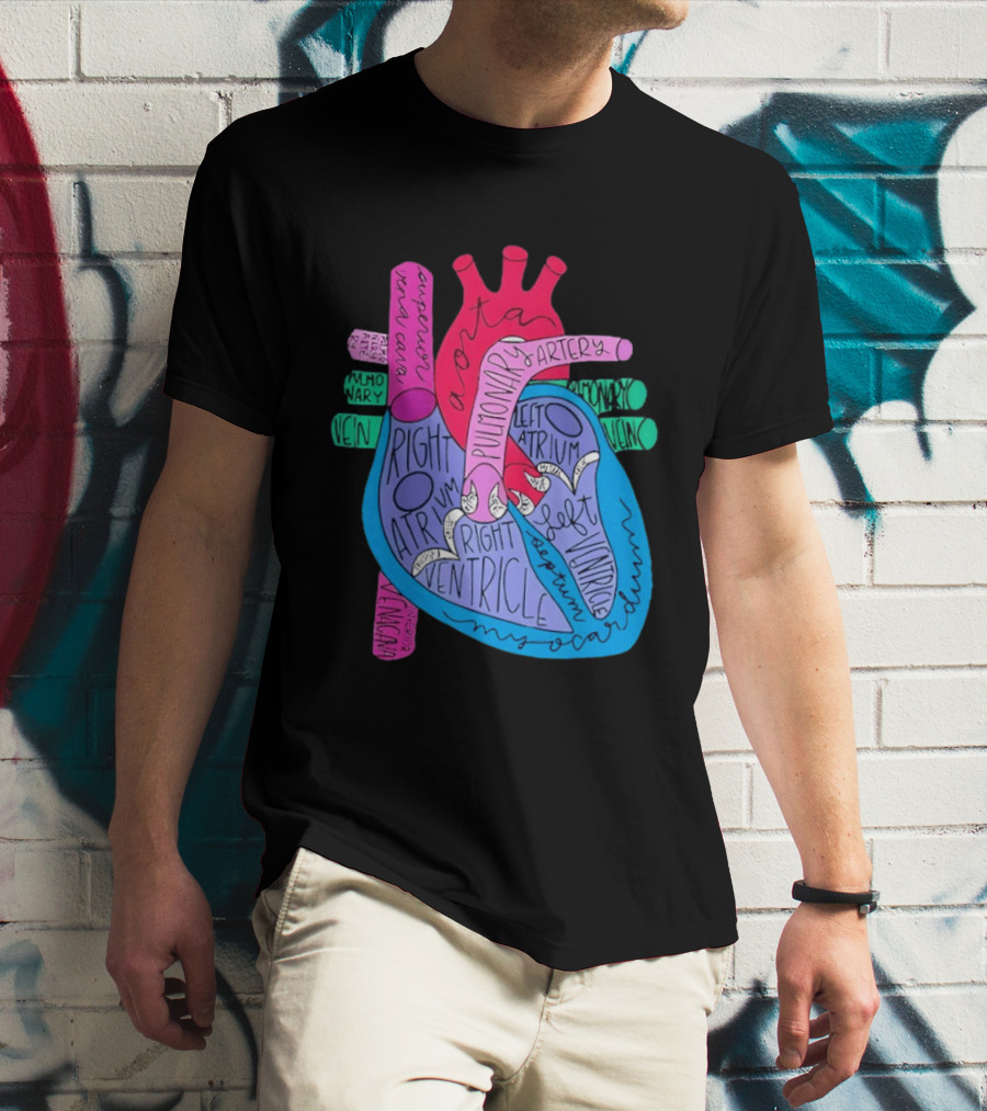 Heart Anatomy Aorta Pulmonary Artery Superior Vena Cava Right Atrium Ventricle Diagram T-Shirt
